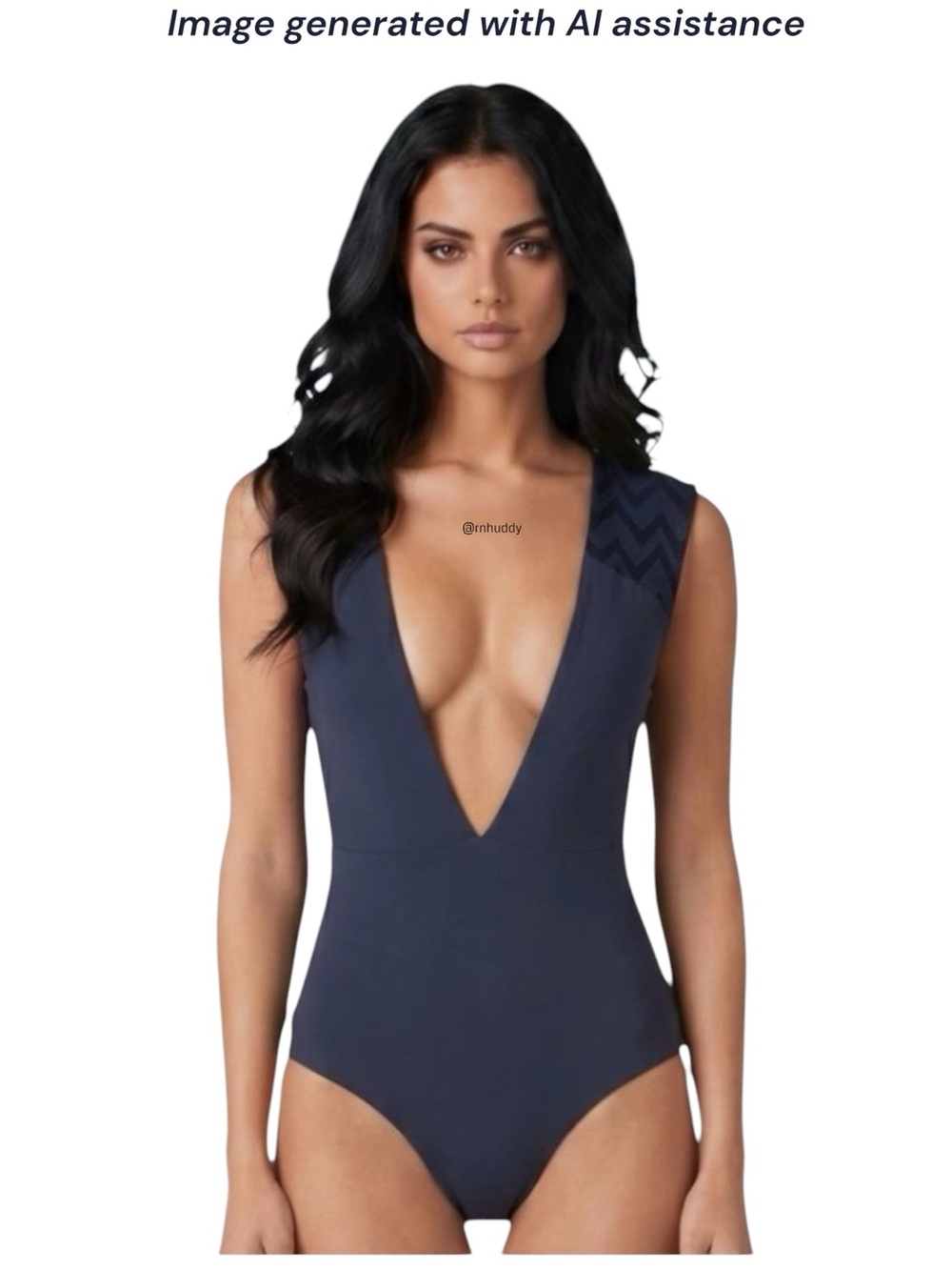 Tavik Swimwear L navy chevron Eden plunge swimsuit - Picture 1 of 12